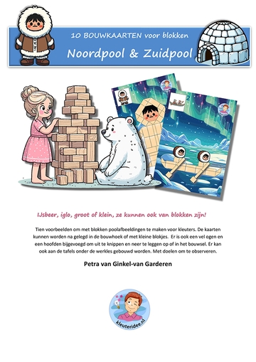Bouwkaarten voor kleuters, thema Noordpool en Zuidpool, kleuteridee
