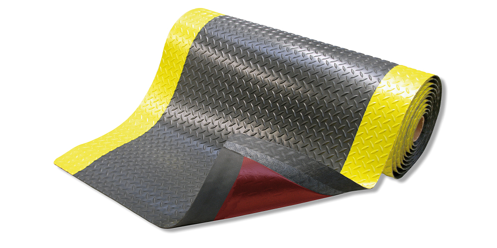 Anti-Ermüdungsbelag für trockene Arbeitsbereiche, Breite 0,9 m, Länge max. 22,8 m, schwarz/gelb - 1 