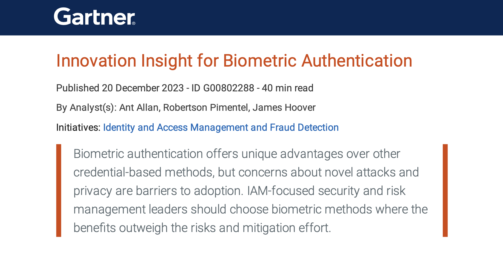 Keyless and the Future of Biometric Authentication Gartner's 2023 Insights