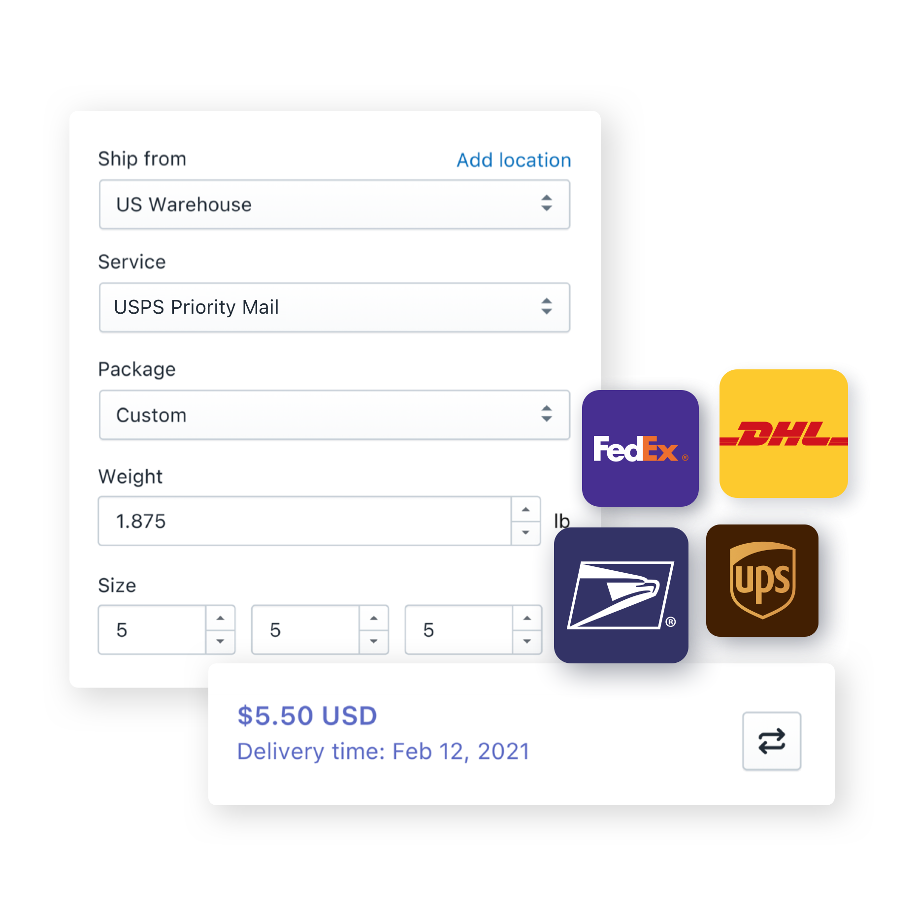 Real-time shipping rates