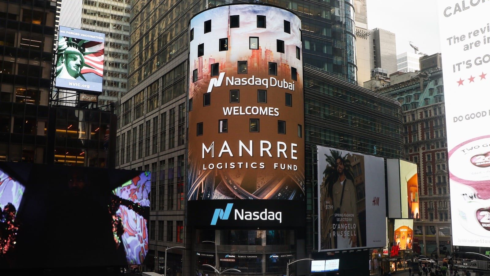 Manrre display on Nasdaq Tower
