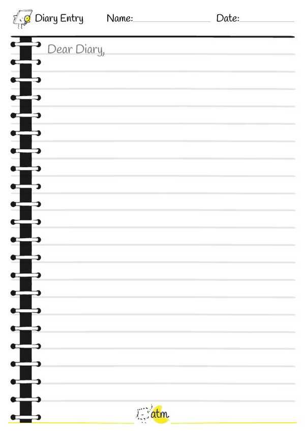Diary Entry Template At The Minute