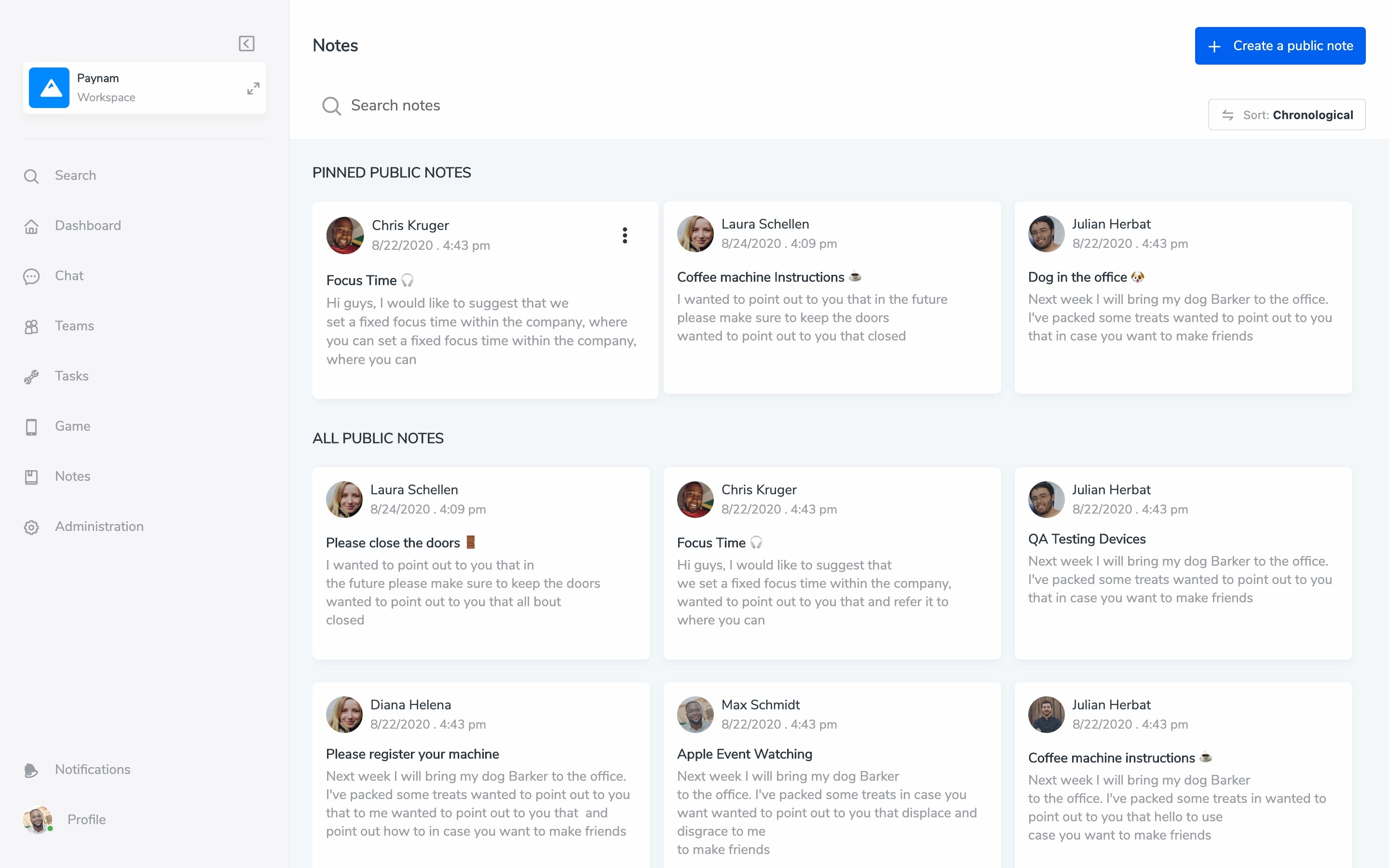 Desktop Notes app UI