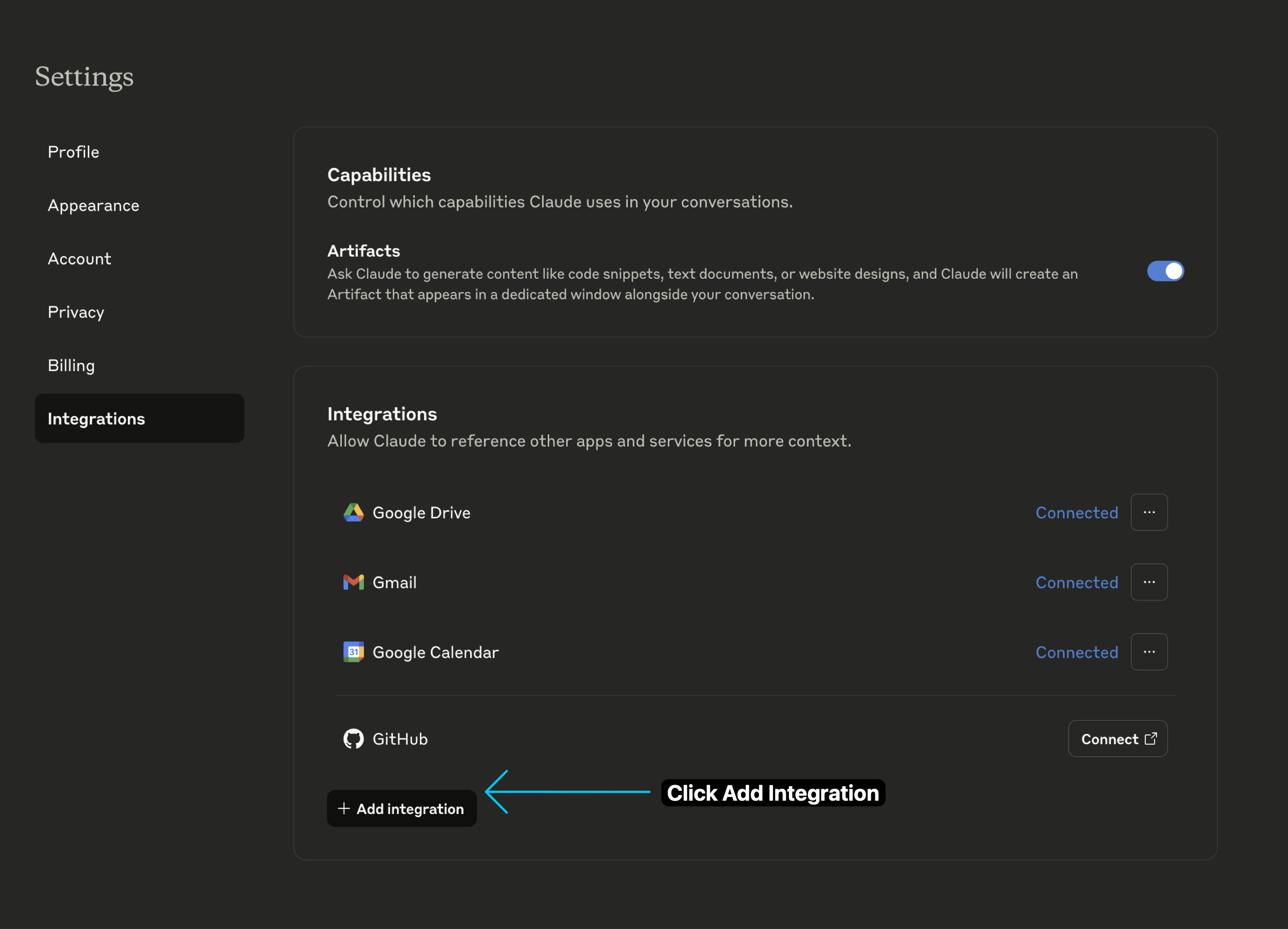 Claude MCP Screenshot - Input