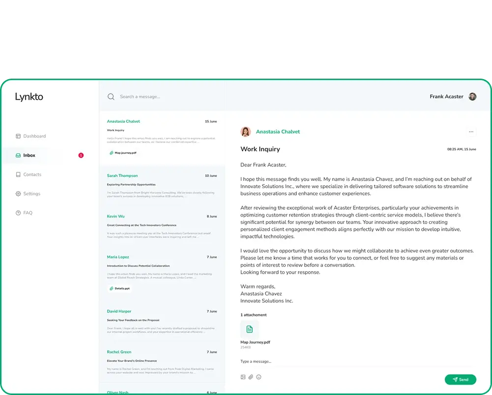 Lynkto Outcome Screen 1