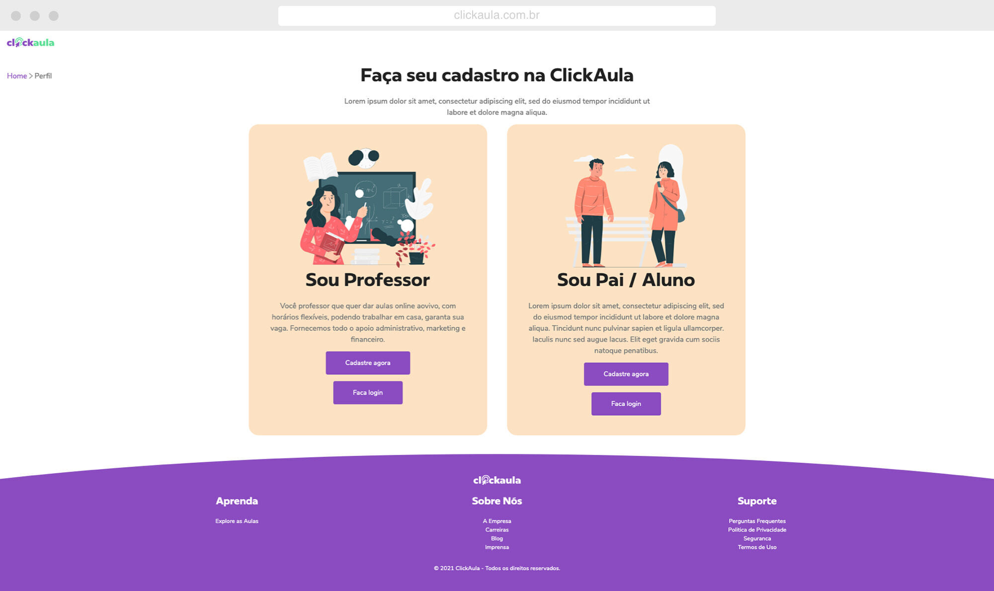 ClickAula - screen