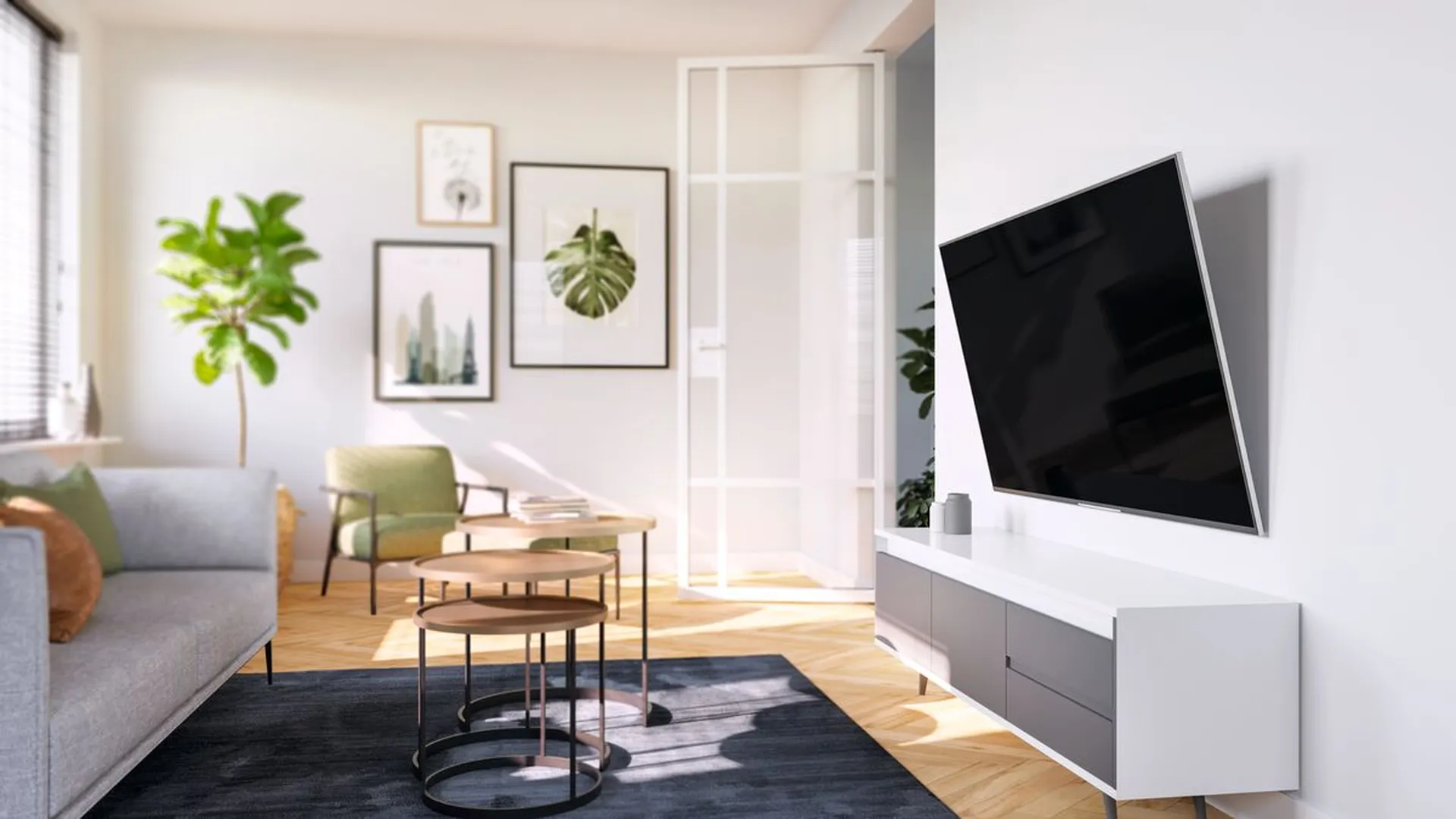 Kantelbare tv beugel in de woonkamer, familievriendelijk | Vogel's