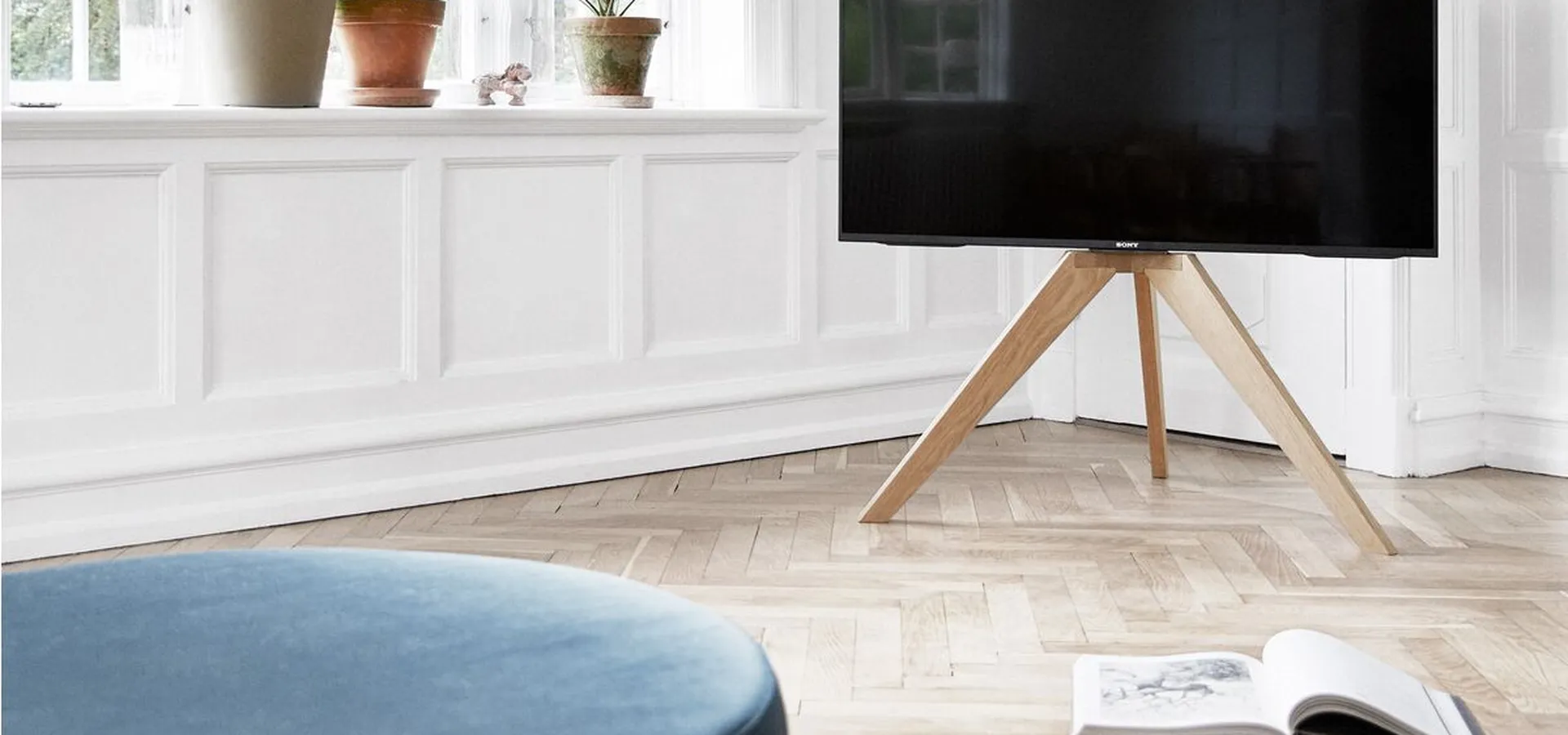 Oak TV stand in the living room