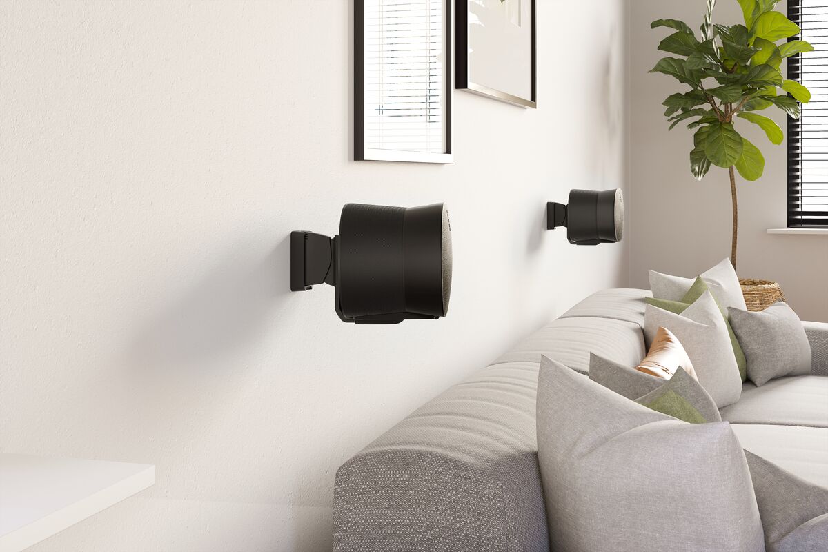PureMounts Luidsprekerstandaard voor Sonos Era 100, luidsprekerstandaard, luidsprekerstandaard met kabelmanagement, 3 kg draagkracht, wit