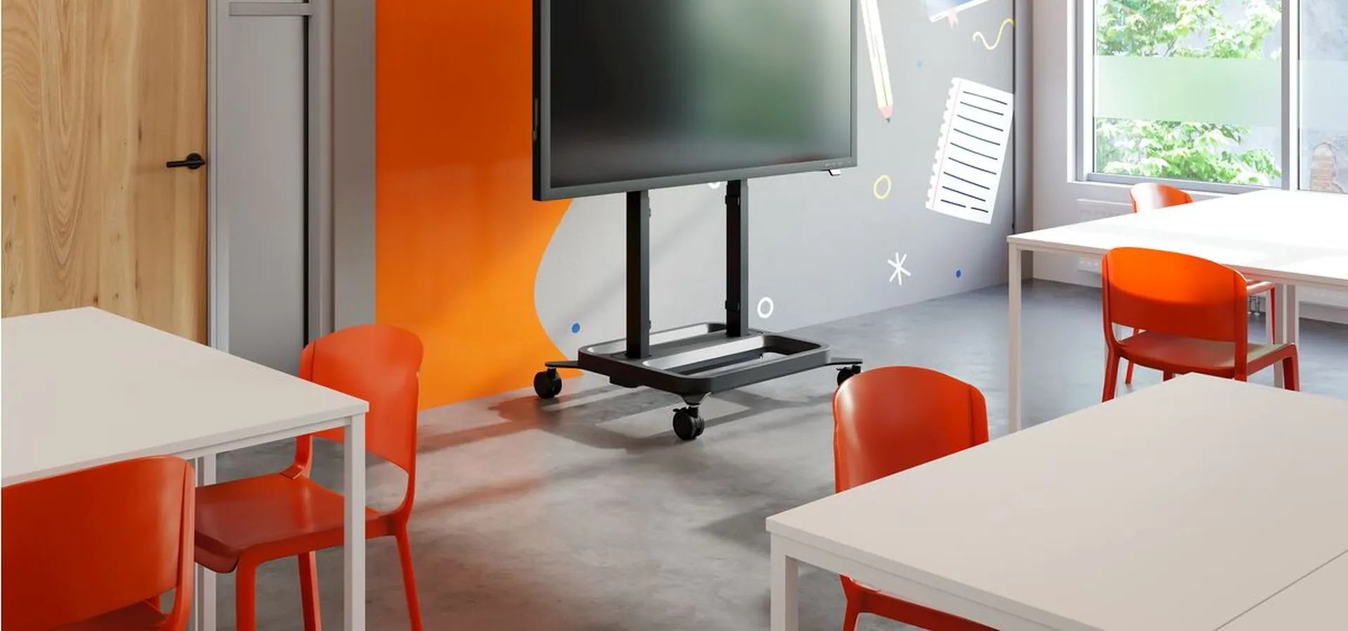 Display lift trolley RISE 5308 in classroom | Vogel's