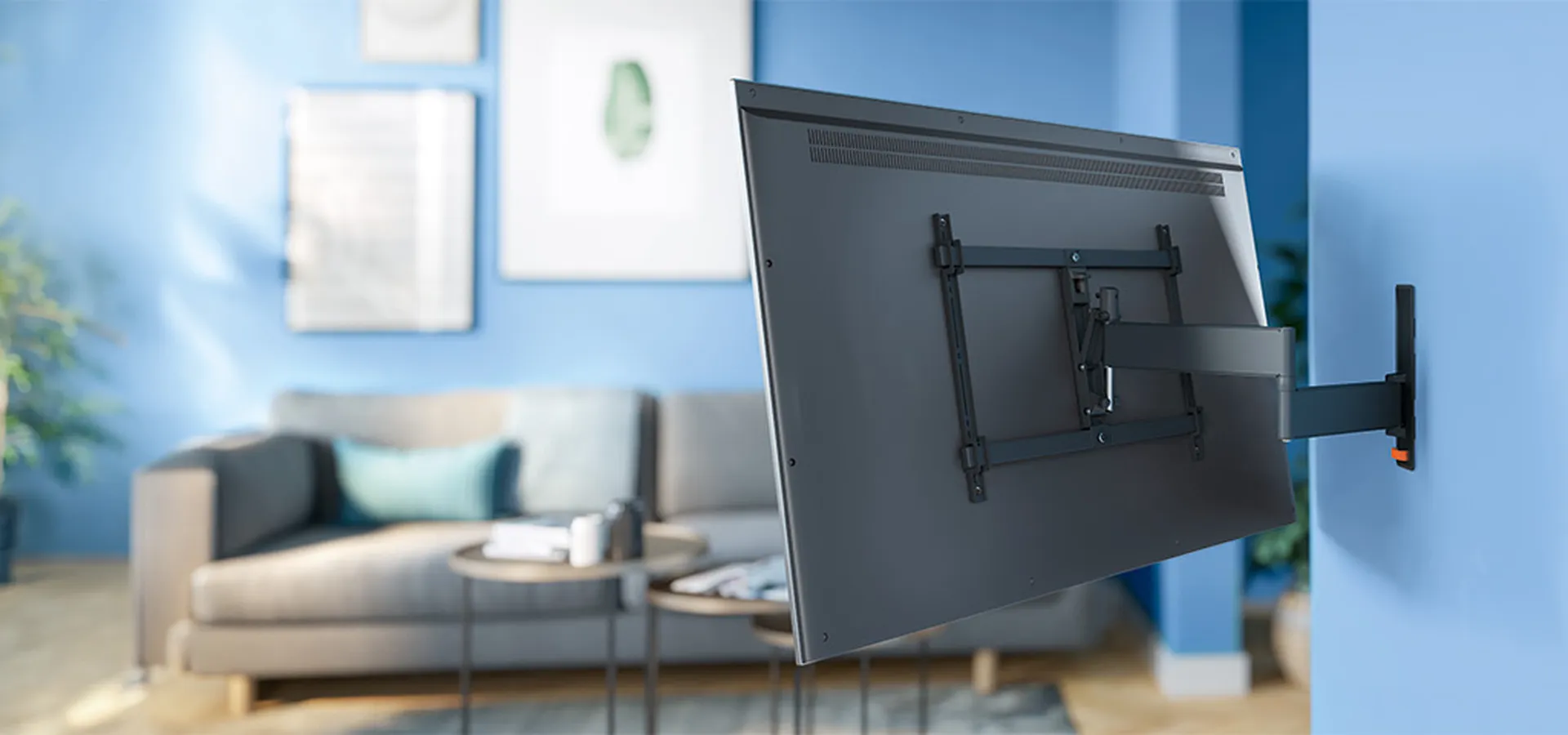 Full-Motion TV Wall Mount, COMFORT, blue ambiance image