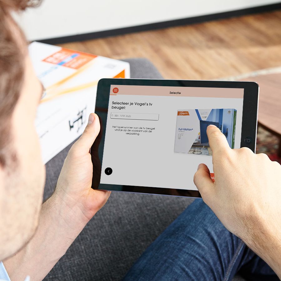 Selecteer je tv beugel en televisie in de DrillRight app | Vogel's