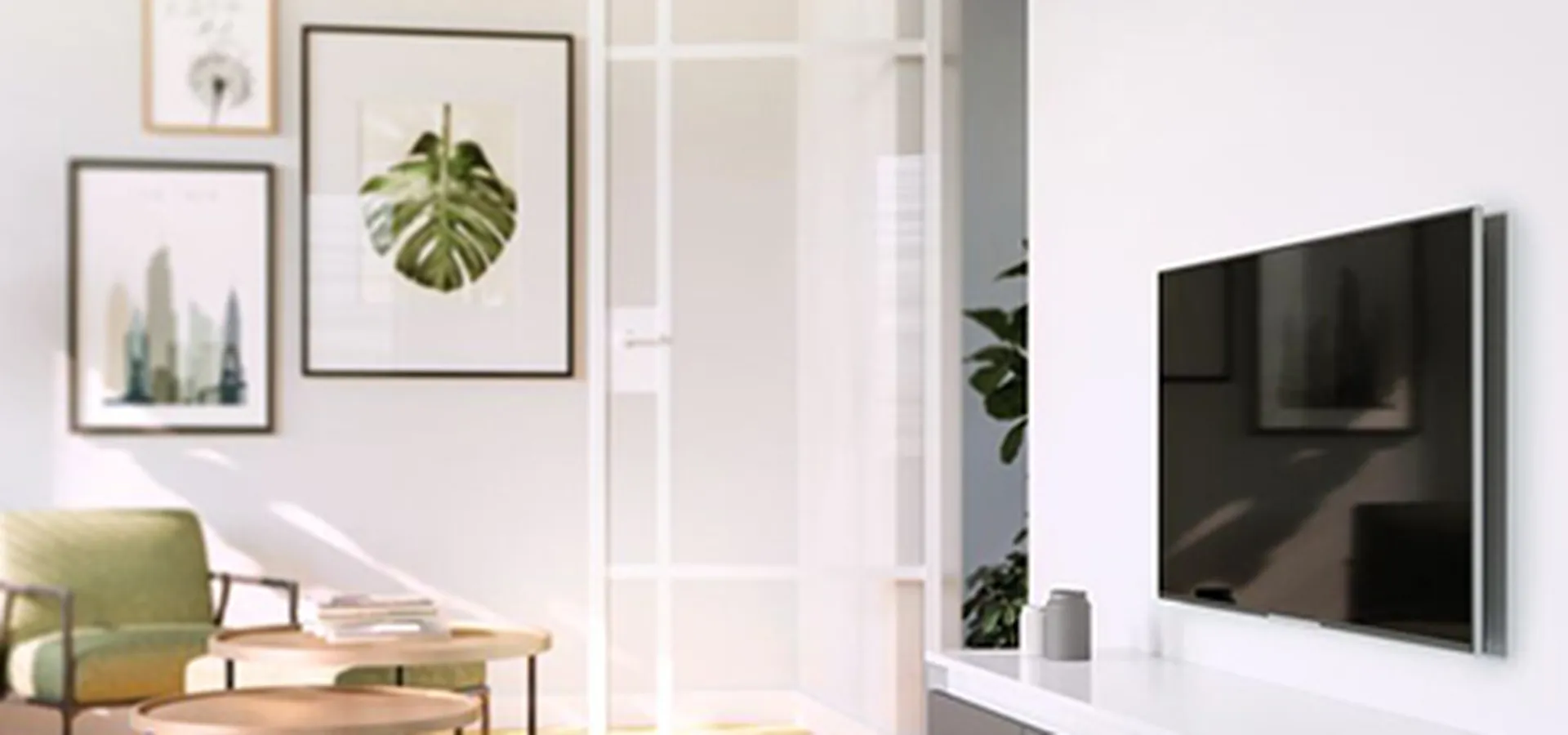 Flat TV wall mount in the living room