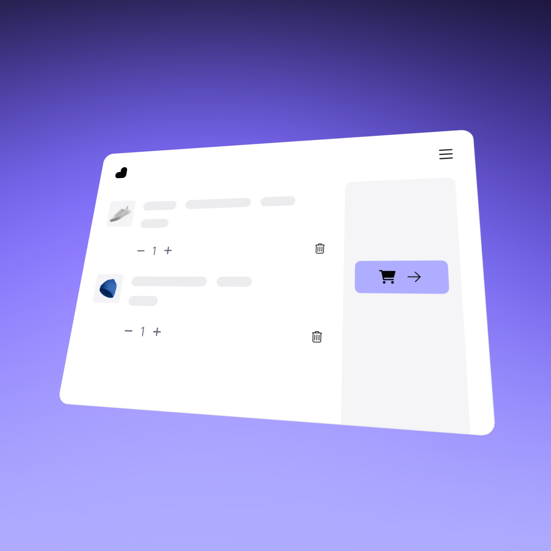 Illustration of ecommerce checkout in front of a pink marble background