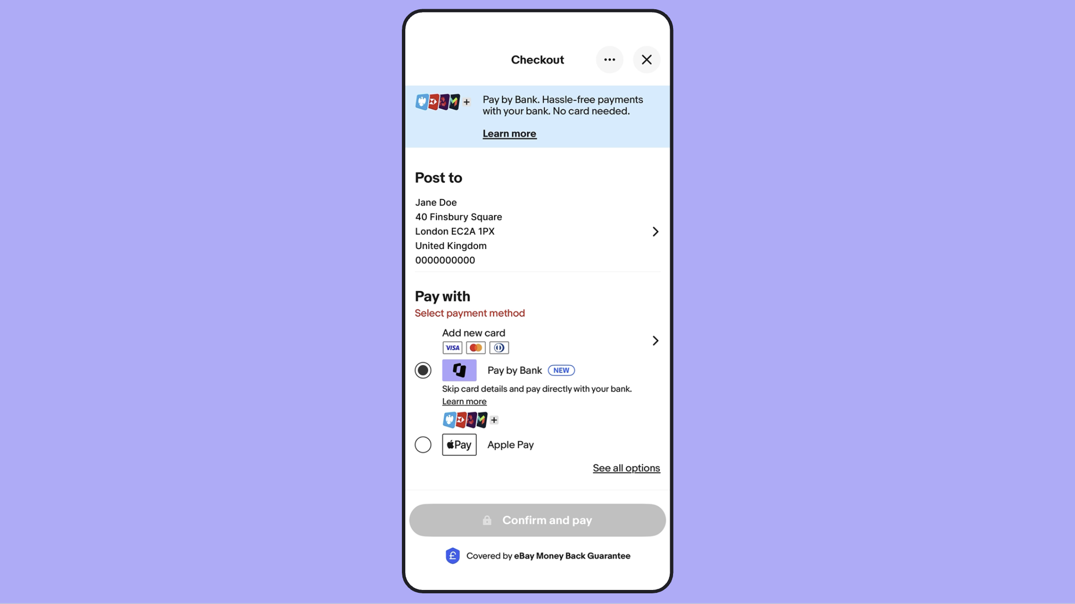 eBay checkout screen