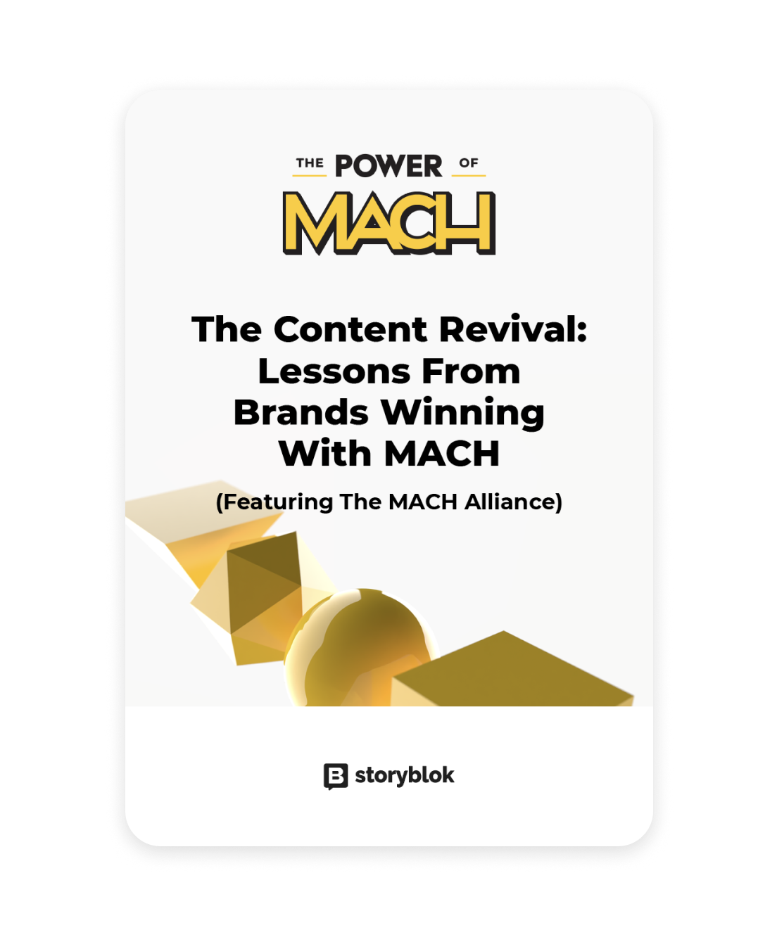 Book cover titled "The Power of MACH," featuring geometric shapes and the text "The Content Revival: Lessons From Brands Winning With MACH."