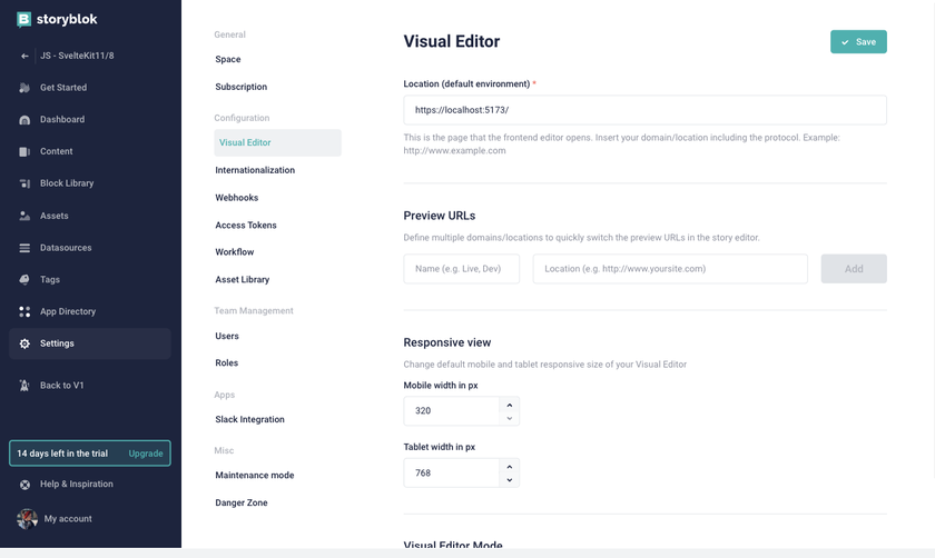 Configuring default environment to localhost