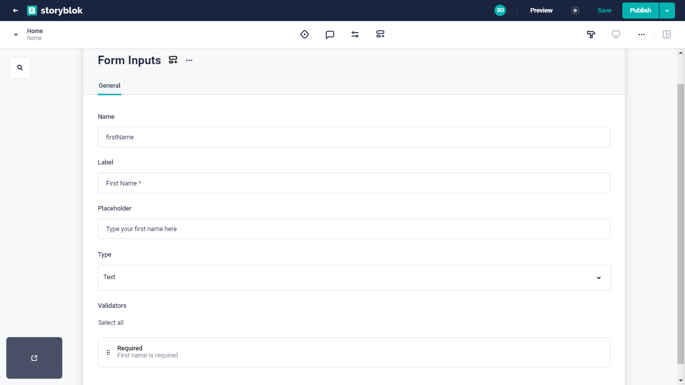 Defining form inputs