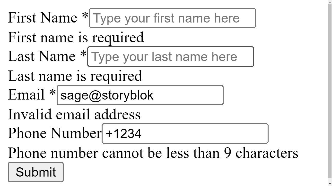 Form inputs