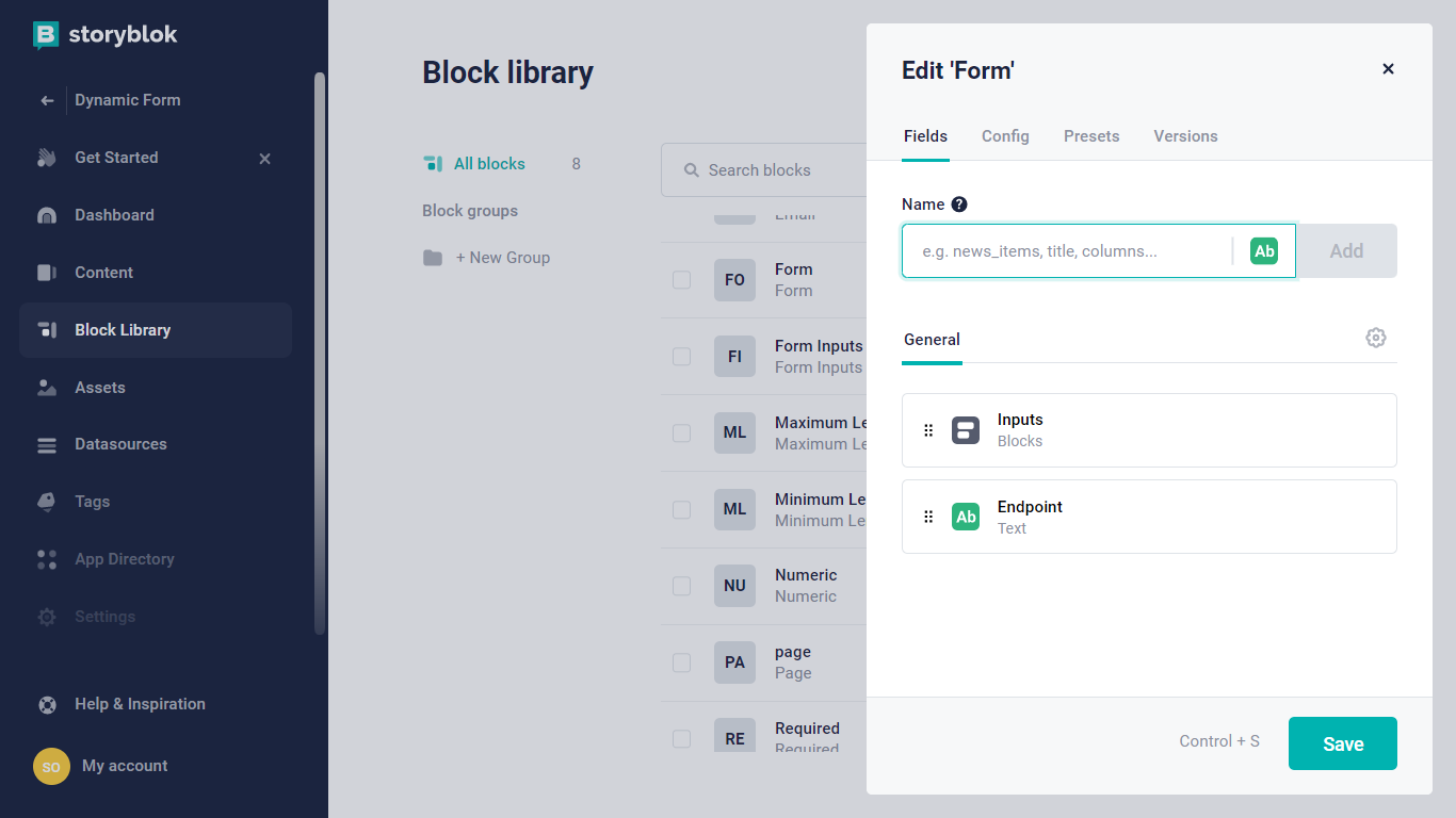 Form component block