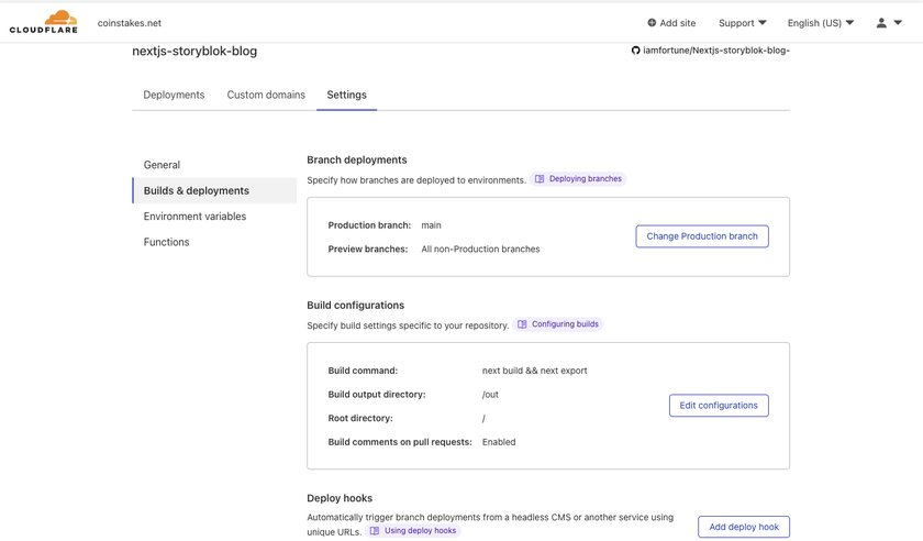 Cloudflare deploy hook