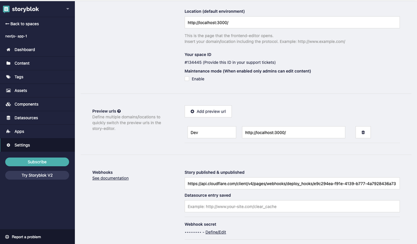 Adding web hooks to storyblok