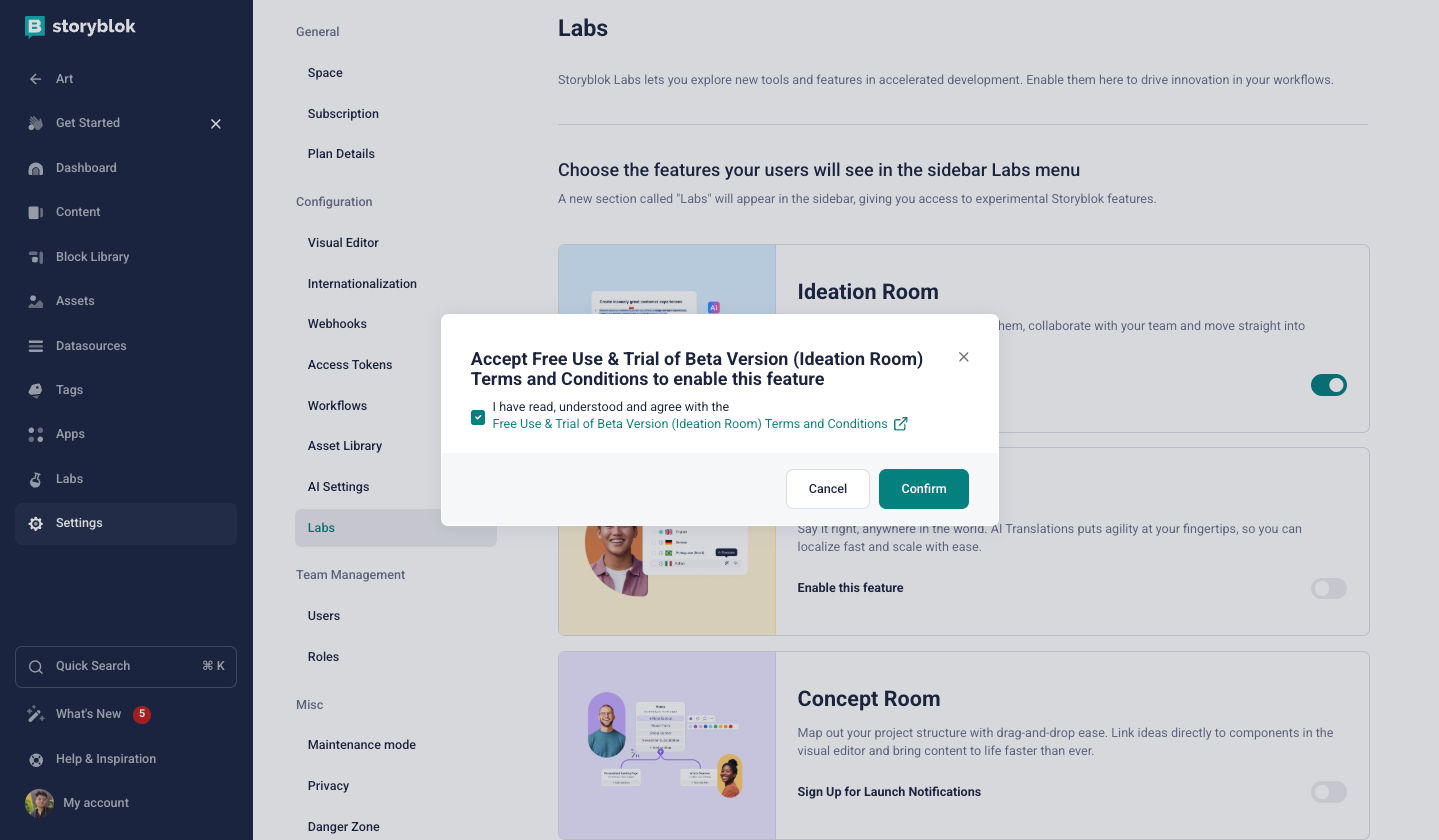 Accept Storyblok Labs Terms