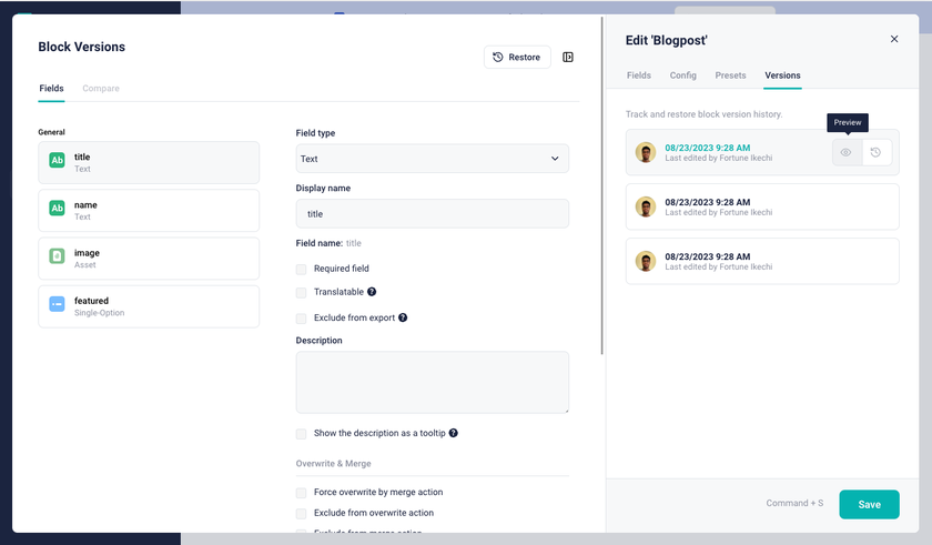 preview component versions