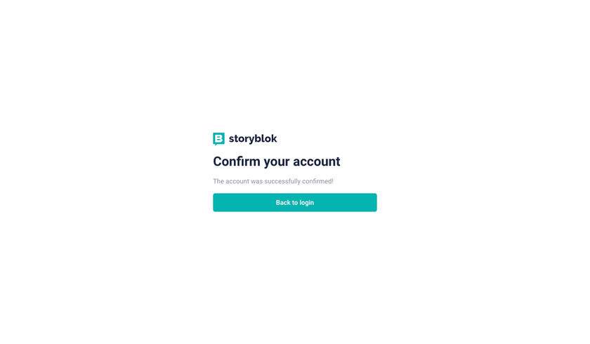 Account confirmation page