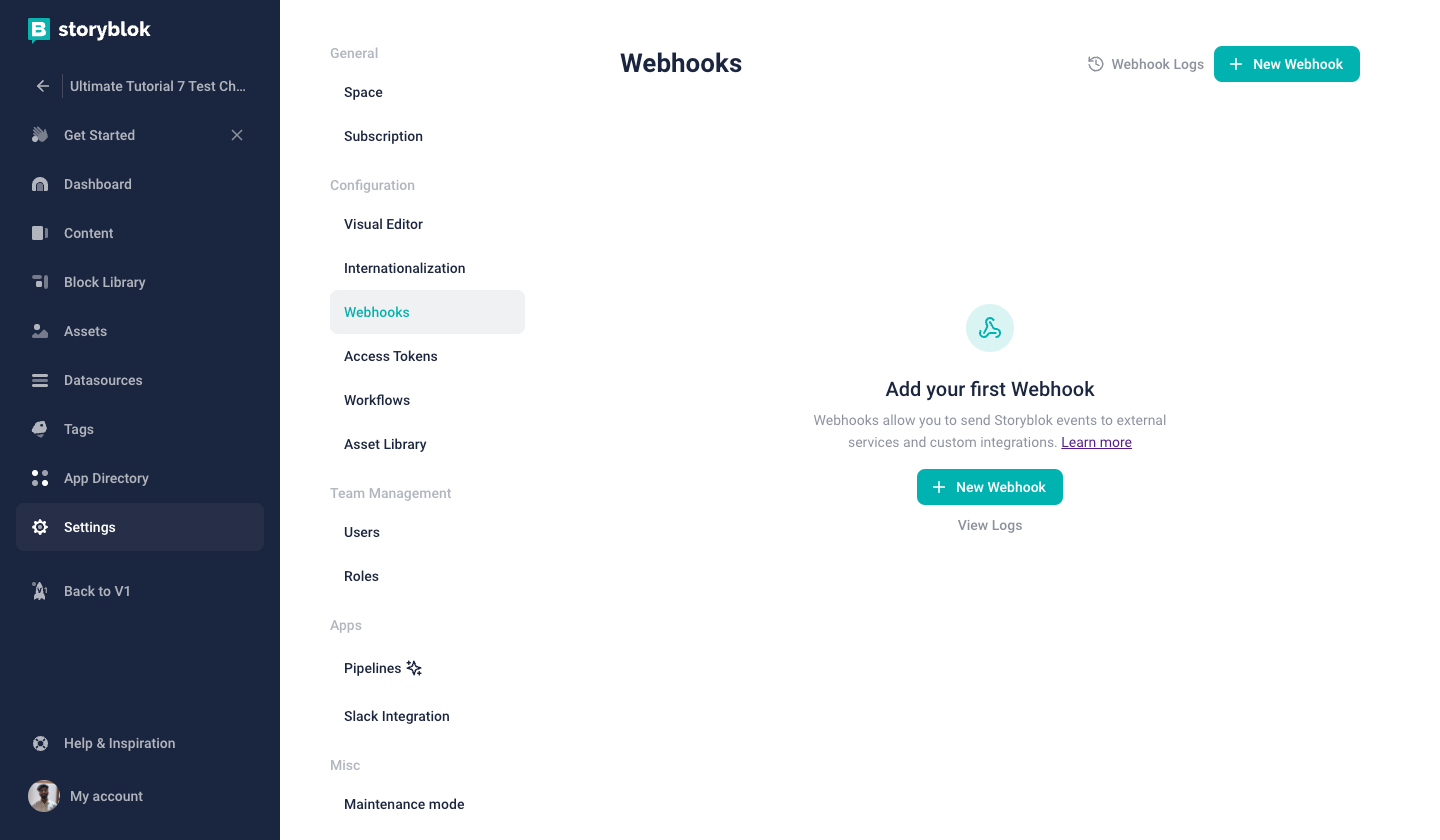 Webhooks in Storyblok