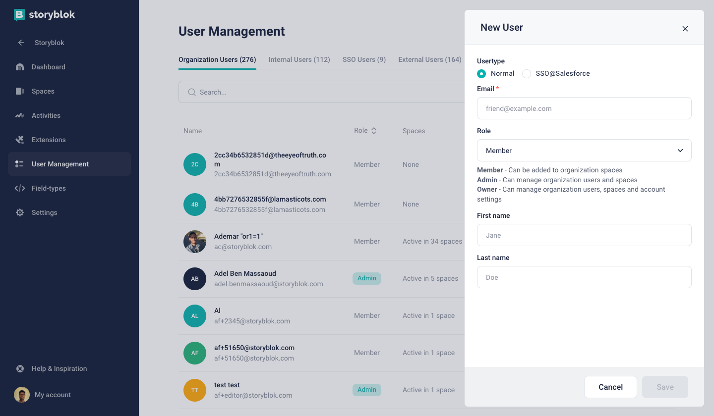 Adding a user and specifying user role