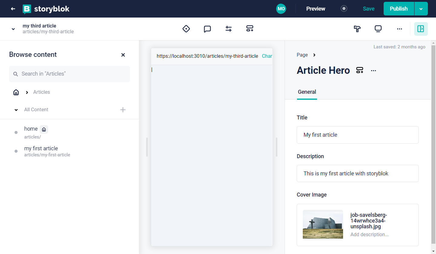 Creating the article hero block