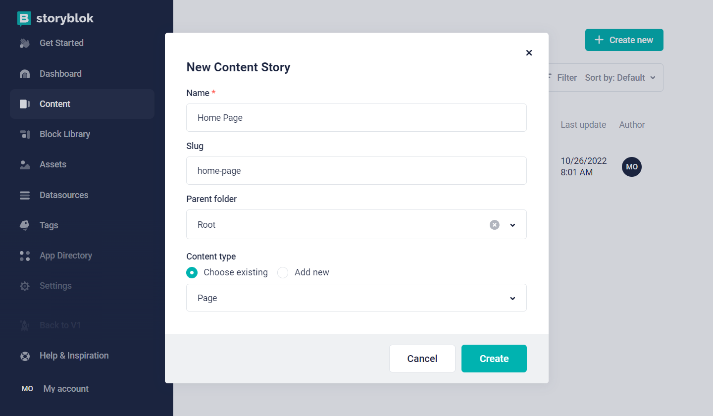 Configuring the Home story