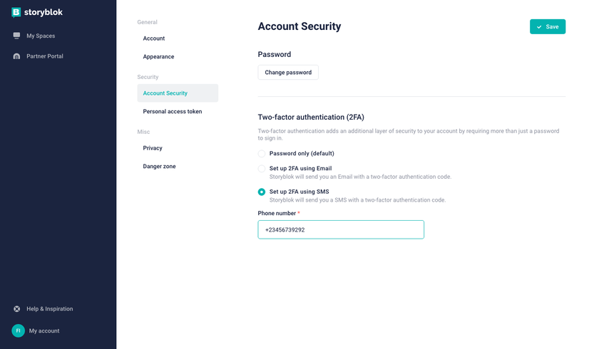 Storyblok two-factor authentication 