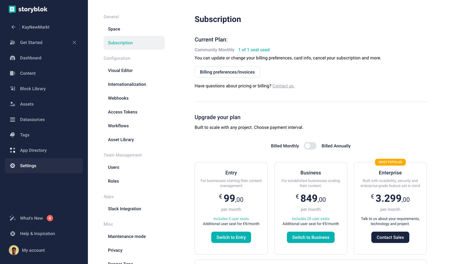 Updating billing information 