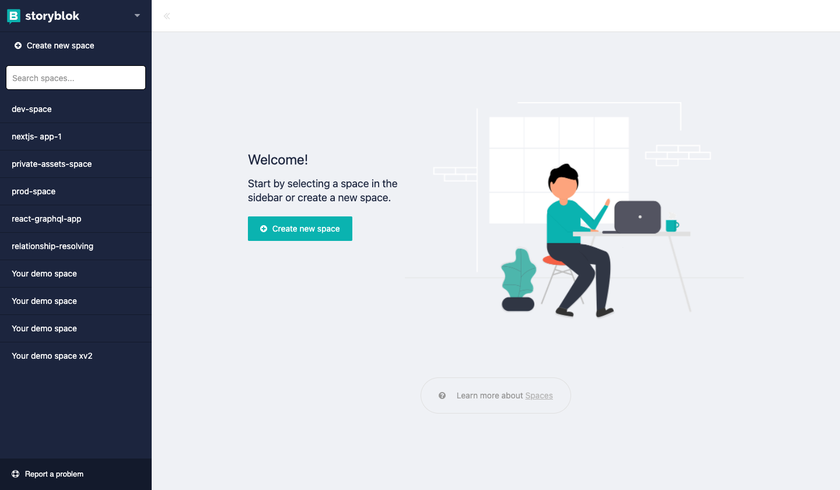 Storyblok user dashboard 