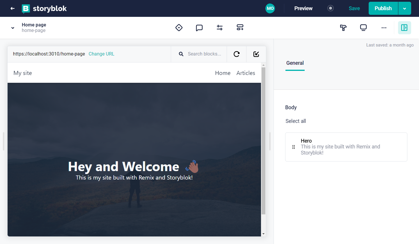 home page of our remix application