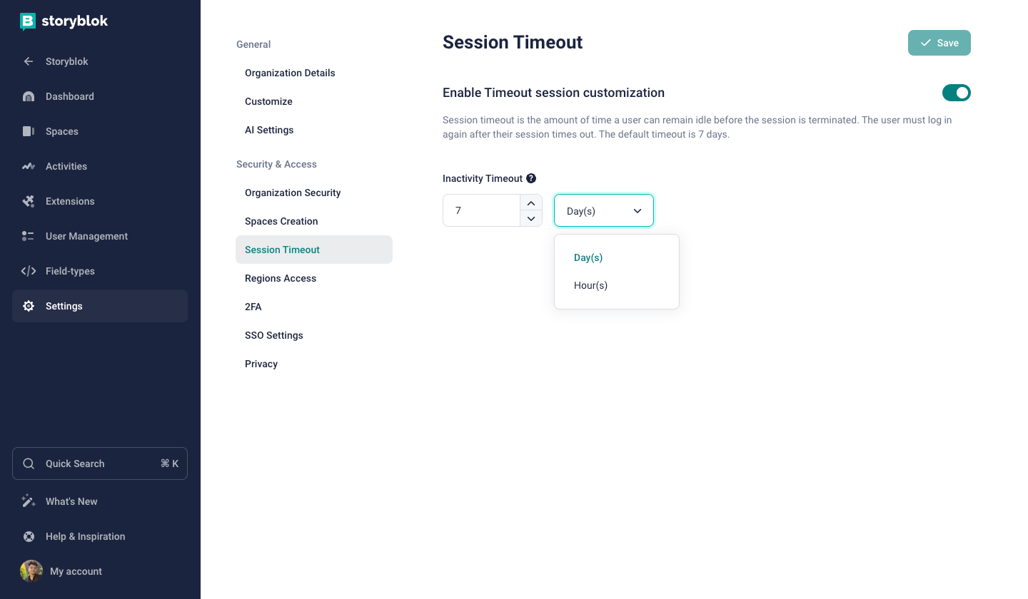 Manage Session Timeout