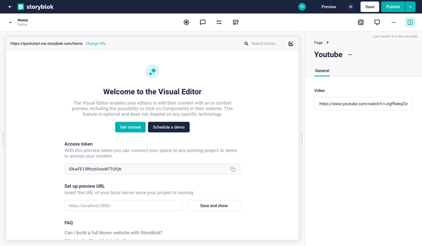 Storyblok Youtube component