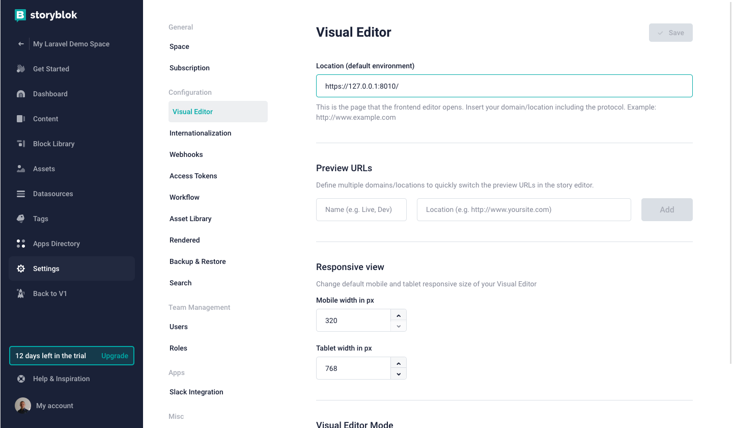 Changing the default environment URL