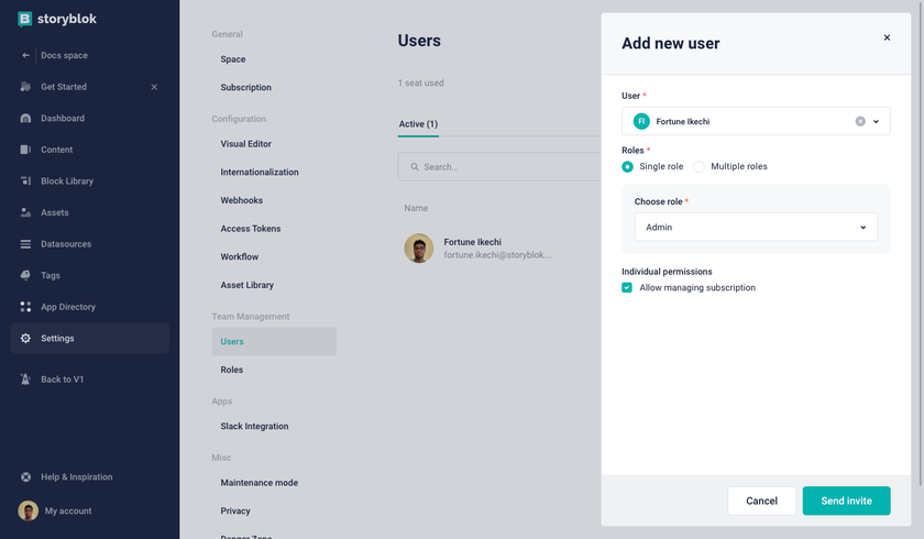 Managing subscriptions in Storyblok