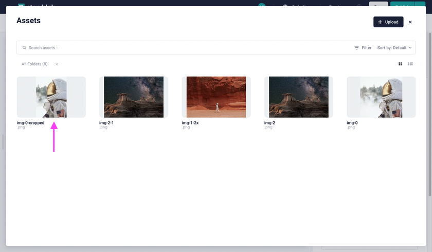 Selecting the cropped image
