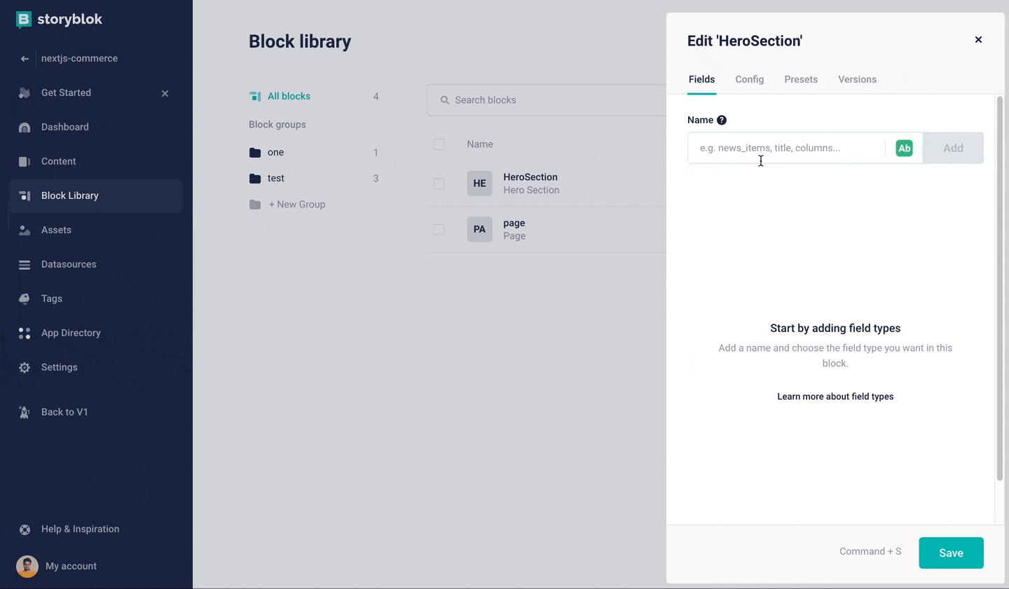 Create HeroSection block