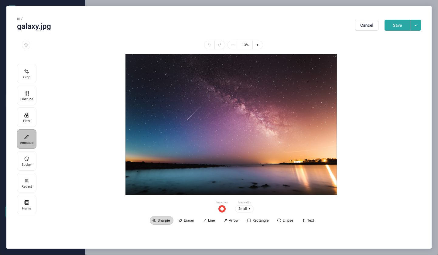 A screenshot of the Image Editor with the Annotate feature selected