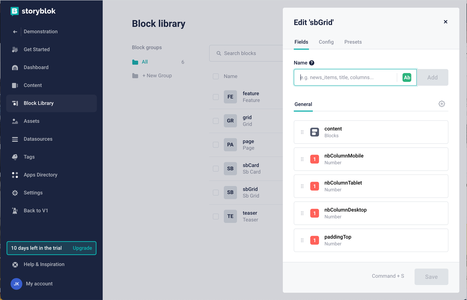 editing fields in sbGrid component