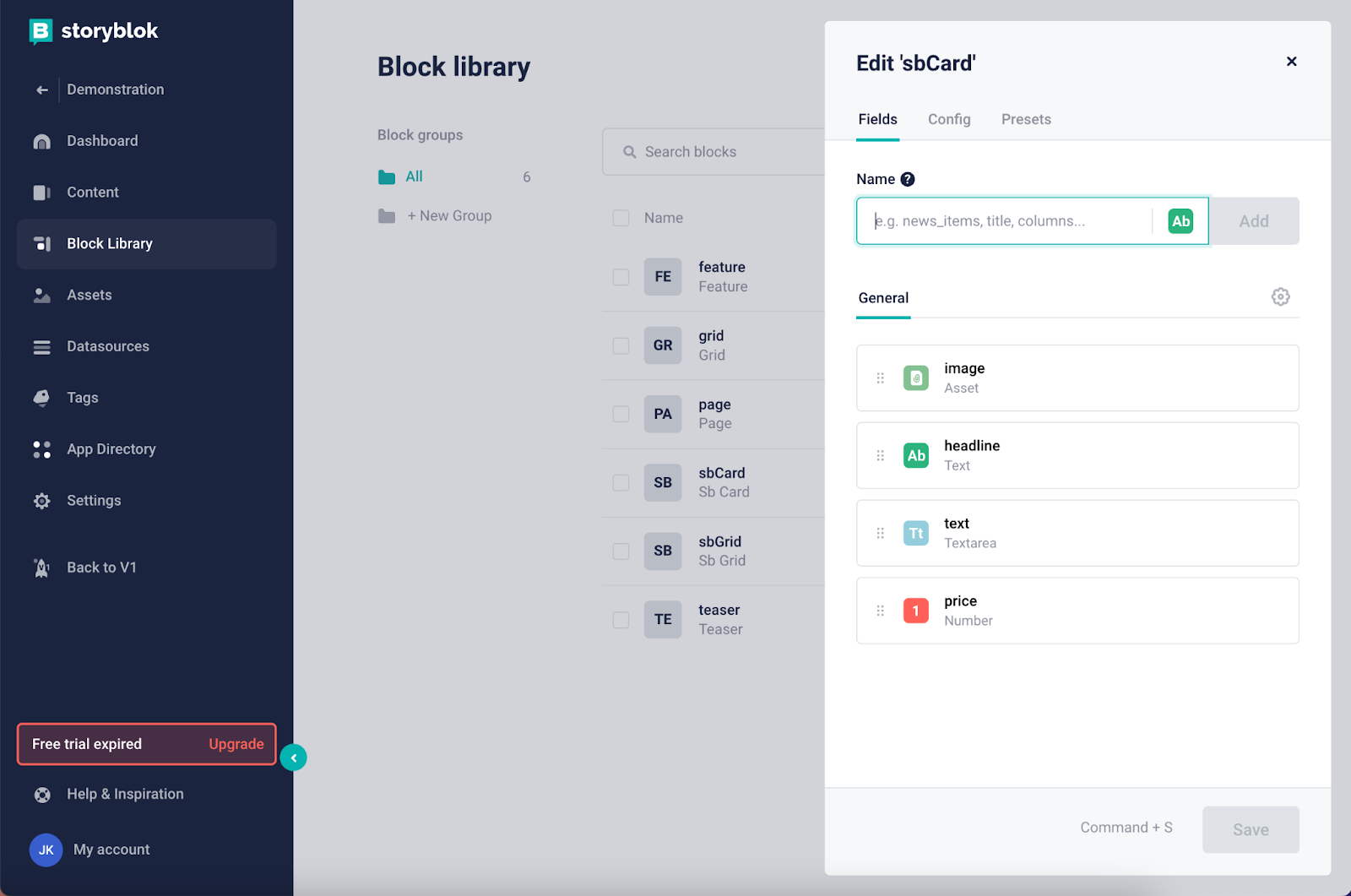editing fields in sbCard component