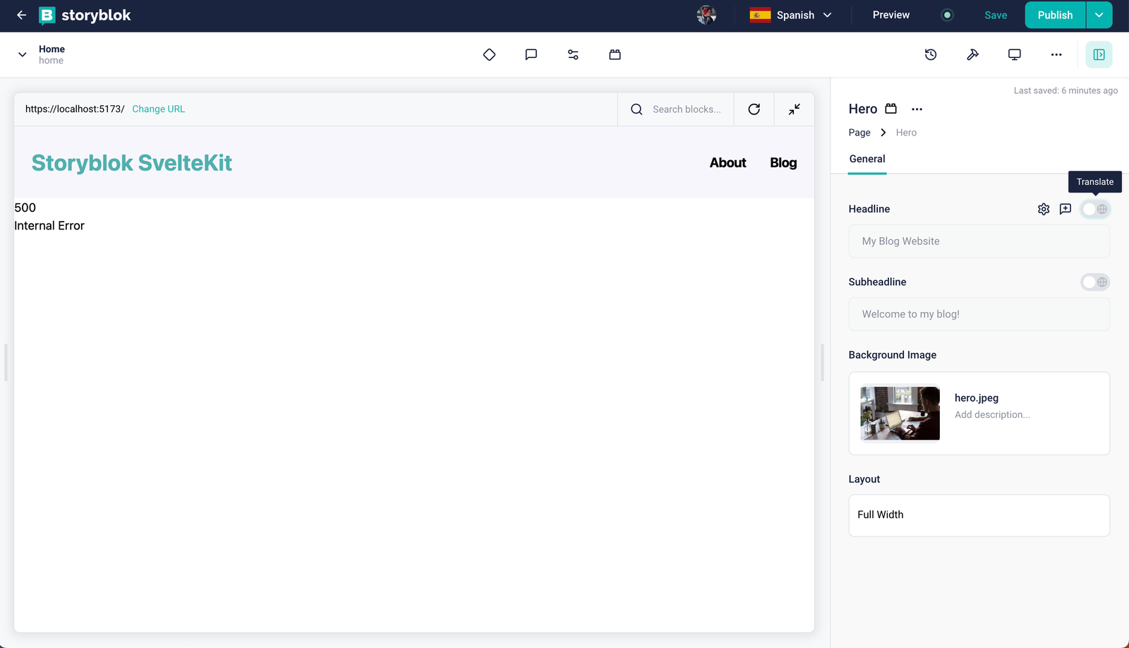 Use of the "Translate" checkbox per field in the content area