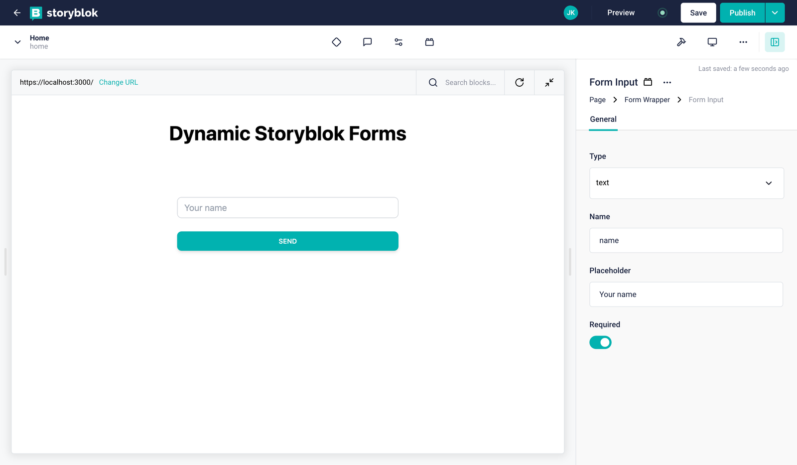 Entering values in form