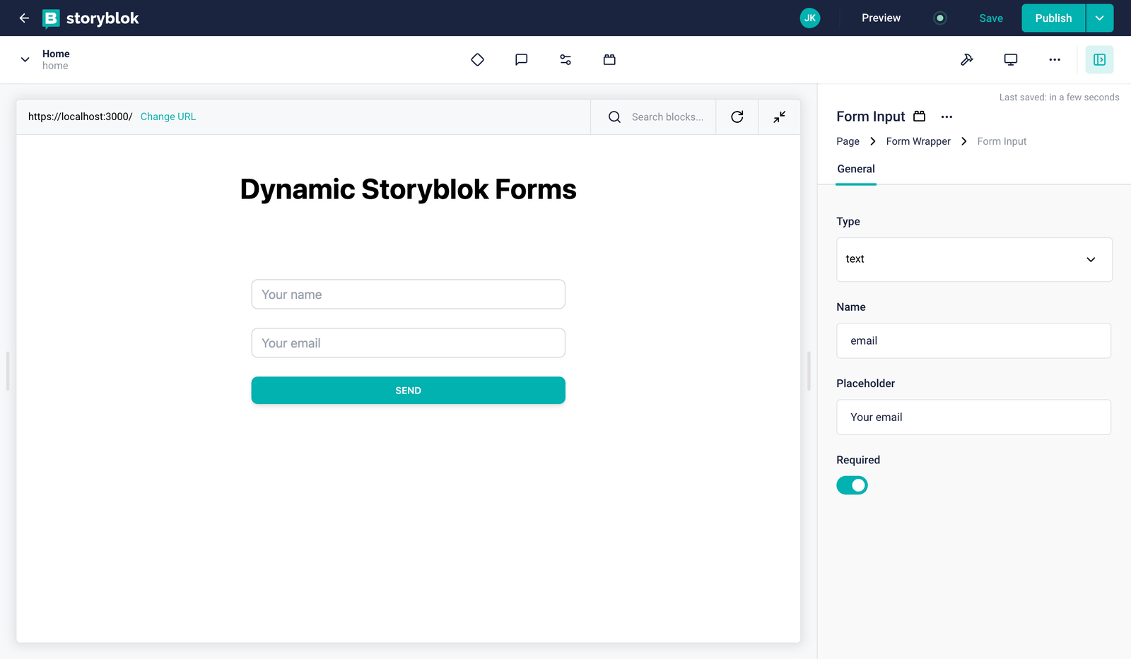 Form input with email