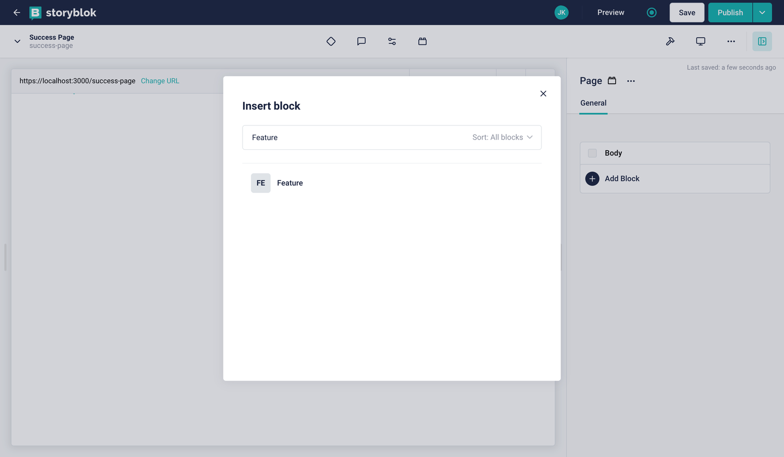 Insert block feature